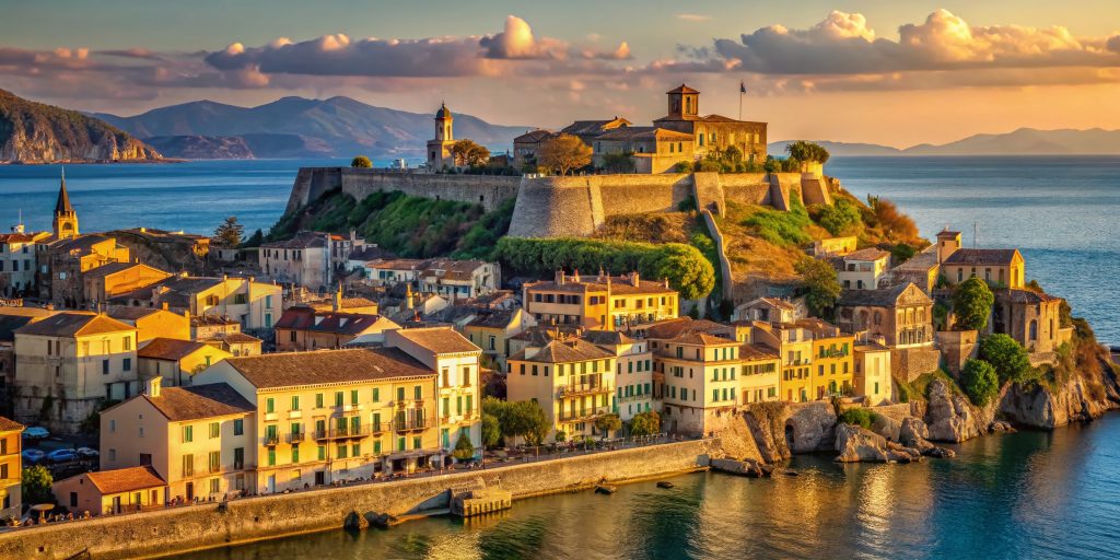 Corfu Old Town Castle Coastline: Ionian Sea Greek Island Architecture